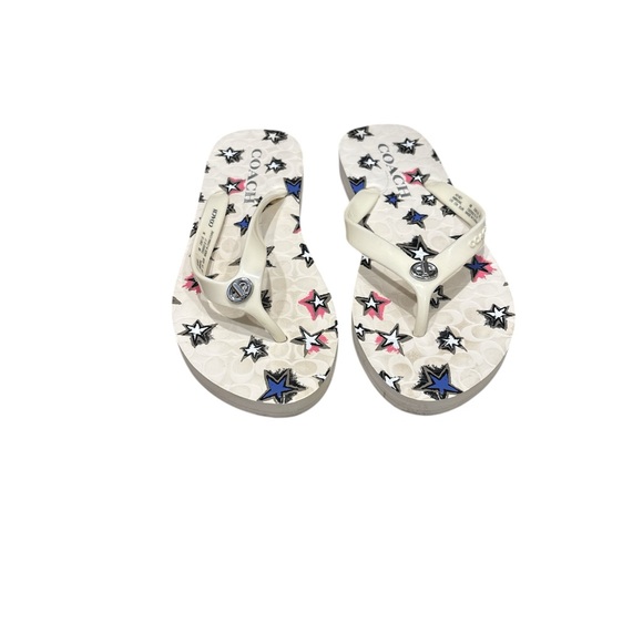 Coach Shoes - Coach Abigail Womans Starry Flip Flops - Cream and Blue